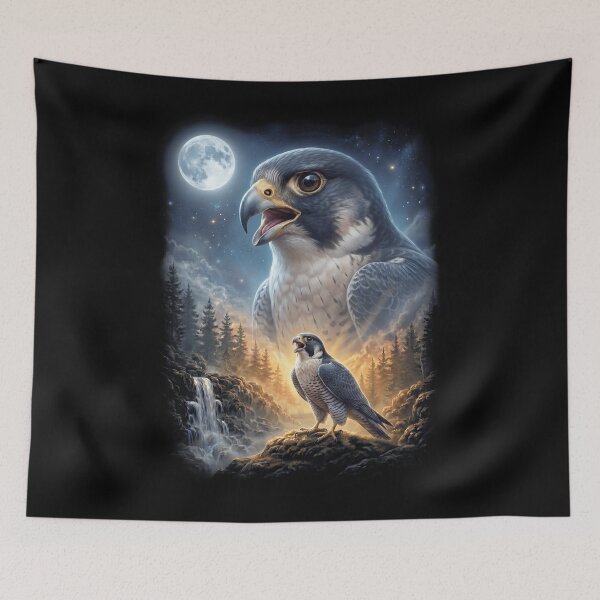 Item preview, Funny Peregrine Falcon Howling Moon Art Bird Lover Birding designed and sold by DoodleTortle.