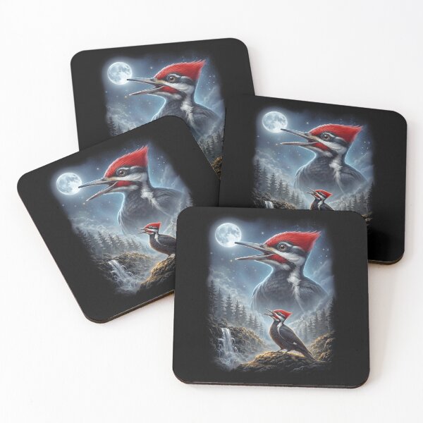 Item preview, Funny Pileated Woodpecker Howling Moon Art Bird Lover Birding designed and sold by DoodleTortle.