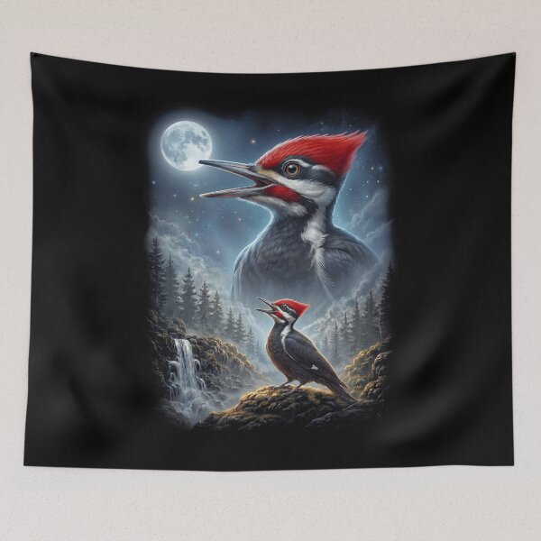 Item preview, Funny Pileated Woodpecker Howling Moon Art Bird Lover Birding designed and sold by DoodleTortle.