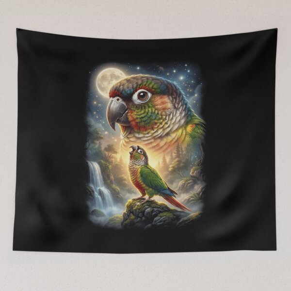 Item preview, Funny Pineapple Green Cheeked Conure Howling Moon Art Parrot Lover designed and sold by DoodleTortle.