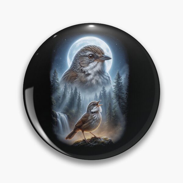 Item preview, Funny Puff Throated Babbler Howling Moon Art Bird Lover Birding designed and sold by DoodleTortle.