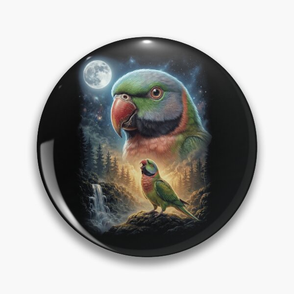 Item preview, Funny Red Breasted Parakeet Howling Moon Art Parrot Lover designed and sold by DoodleTortle.