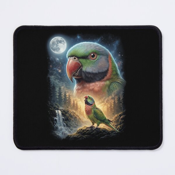 Item preview, Funny Red Breasted Parakeet Howling Moon Art Parrot Lover designed and sold by DoodleTortle.