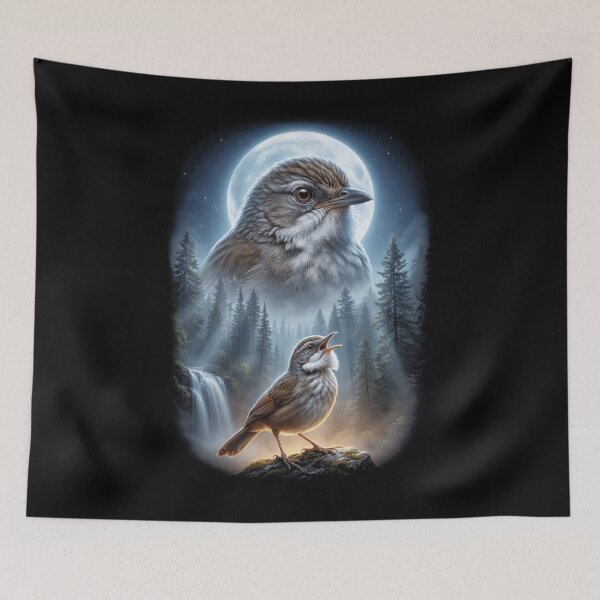 Item preview, Funny Puff Throated Babbler Howling Moon Art Bird Lover Birding designed and sold by DoodleTortle.