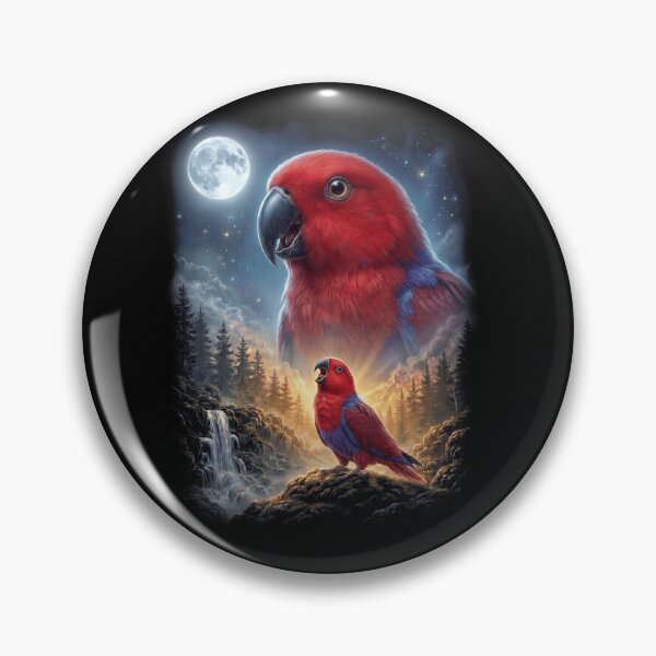 Item preview, Funny Red Eclectus Howling Moon Art Parrot Lover designed and sold by DoodleTortle.