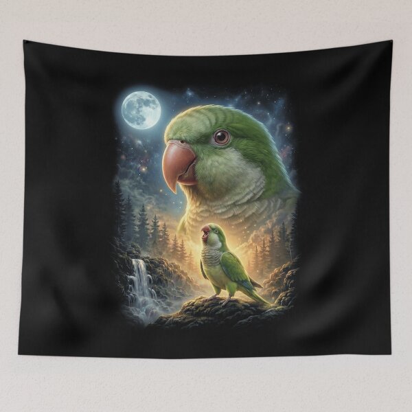 Item preview, Funny Quaker Howling Moon Art Parrot Lover designed and sold by DoodleTortle.