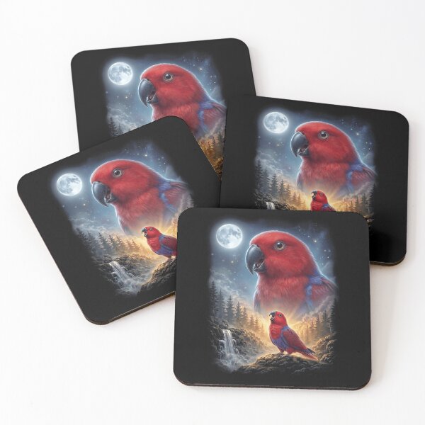 Item preview, Funny Red Eclectus Howling Moon Art Parrot Lover designed and sold by DoodleTortle.