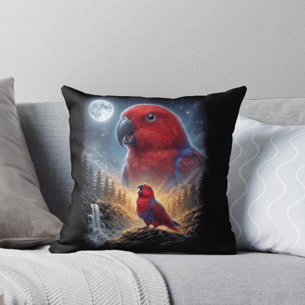 Item preview, Funny Red Eclectus Howling Moon Art Parrot Lover designed and sold by DoodleTortle.