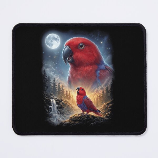 Item preview, Funny Red Eclectus Howling Moon Art Parrot Lover designed and sold by DoodleTortle.