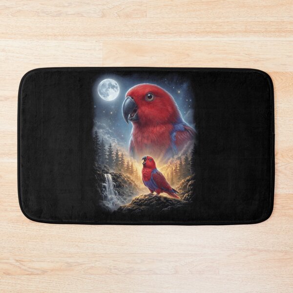Item preview, Funny Red Eclectus Howling Moon Art Parrot Lover designed and sold by DoodleTortle.