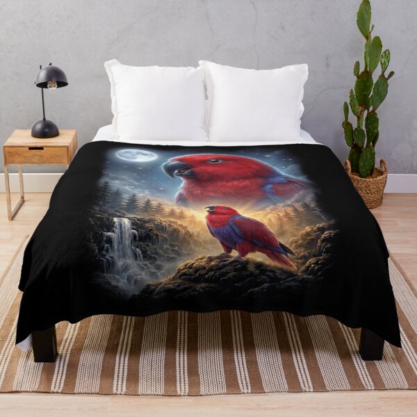 Item preview, Funny Red Eclectus Howling Moon Art Parrot Lover designed and sold by DoodleTortle.
