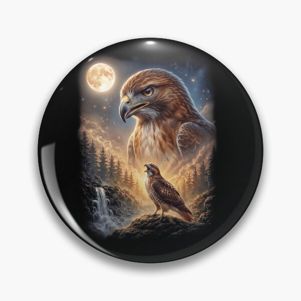 Item preview, Funny Red tailed Hawk Howling Moon Art Bird Lover Birding designed and sold by DoodleTortle.