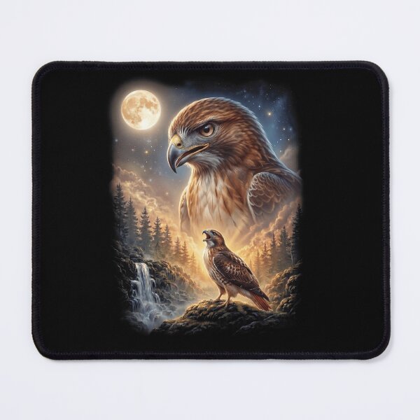 Item preview, Funny Red tailed Hawk Howling Moon Art Bird Lover Birding designed and sold by DoodleTortle.
