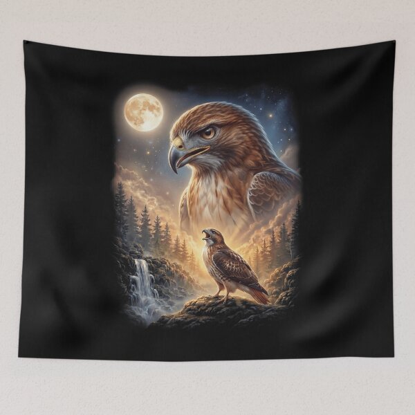 Item preview, Funny Red tailed Hawk Howling Moon Art Bird Lover Birding designed and sold by DoodleTortle.
