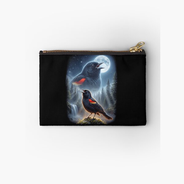 Item preview, Funny Red winged Blackbird Howling Moon Art Bird Lover Birding designed and sold by DoodleTortle.