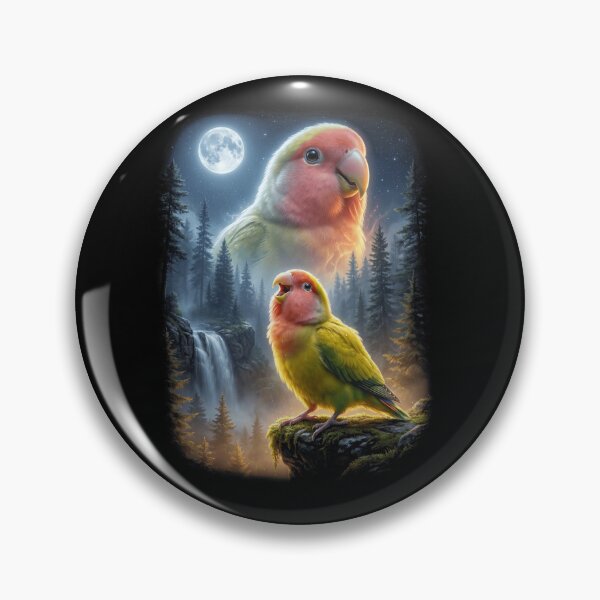 Item preview, Funny Rosy Faced Lovebird Howling Moon Art Parrot Lover designed and sold by DoodleTortle.