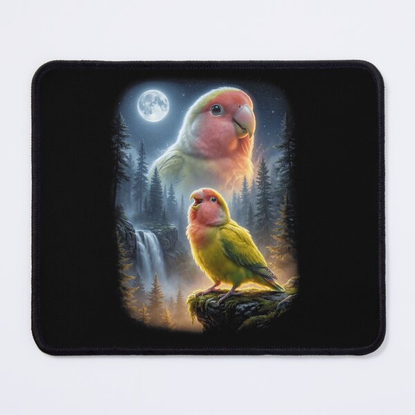 Item preview, Funny Rosy Faced Lovebird Howling Moon Art Parrot Lover designed and sold by DoodleTortle.