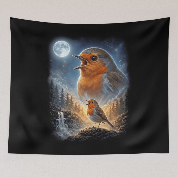 Item preview, Funny Robin Howling Moon Art Bird Lover Birding designed and sold by DoodleTortle.