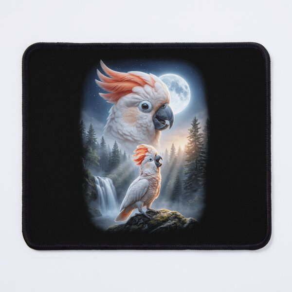 Item preview, Funny Salmon crested Cockatoo Howling Moon Art Parrot Lover designed and sold by DoodleTortle.