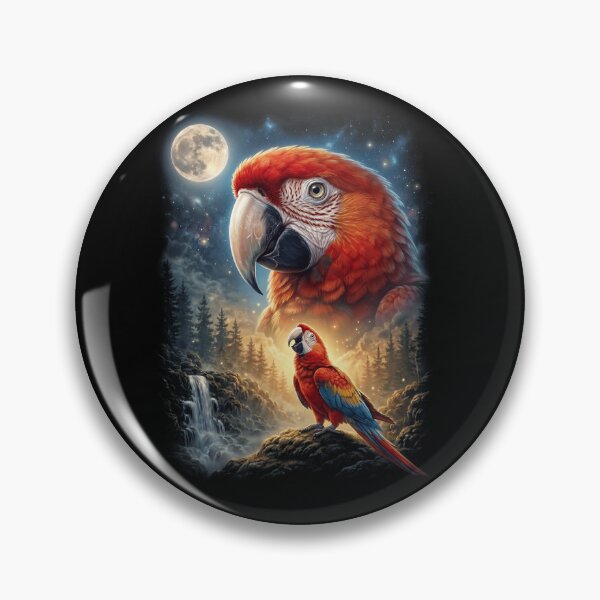 Item preview, Funny Scarlet Macaw Howling Moon Art Parrot Lover designed and sold by DoodleTortle.