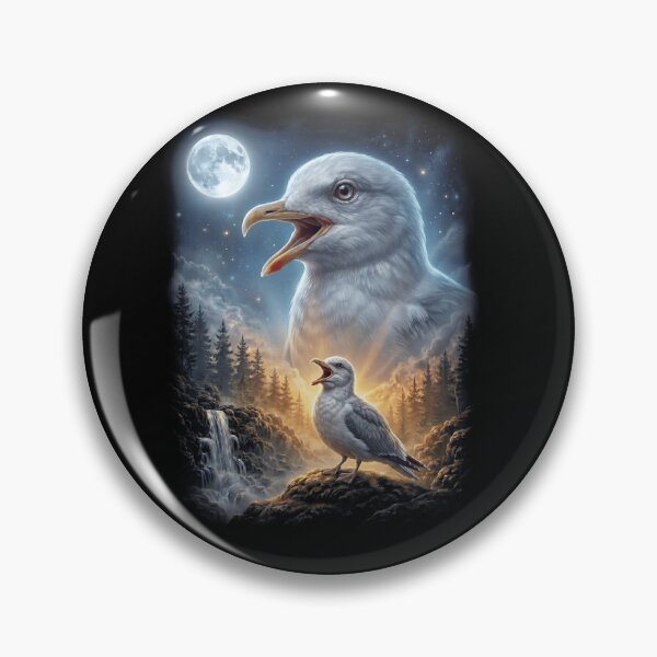 Item preview, Funny Seagull Howling Moon Art Bird Lover Birding designed and sold by DoodleTortle.