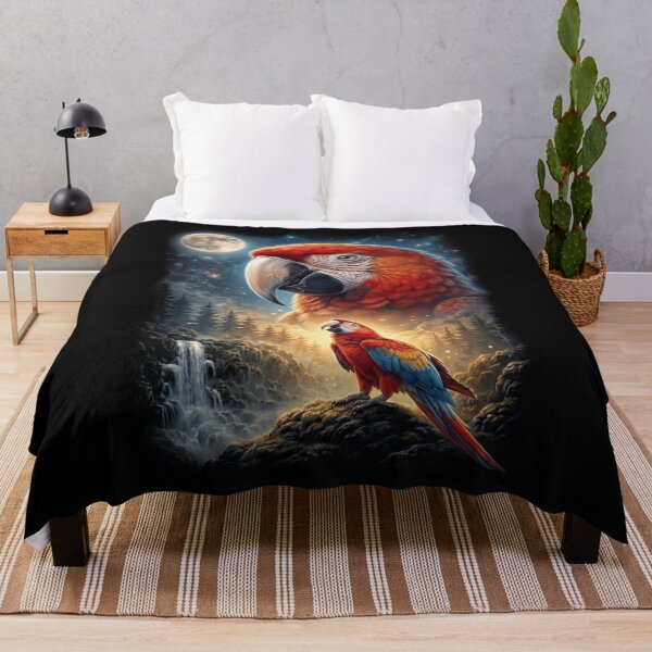Item preview, Funny Scarlet Macaw Howling Moon Art Parrot Lover designed and sold by DoodleTortle.