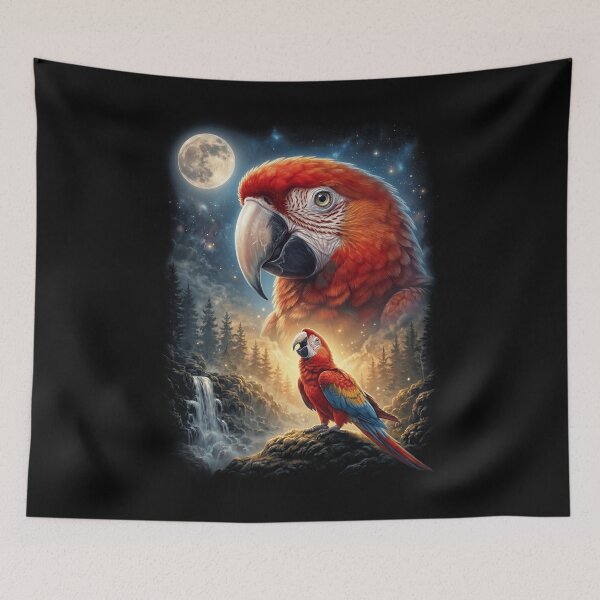 Item preview, Funny Scarlet Macaw Howling Moon Art Parrot Lover designed and sold by DoodleTortle.