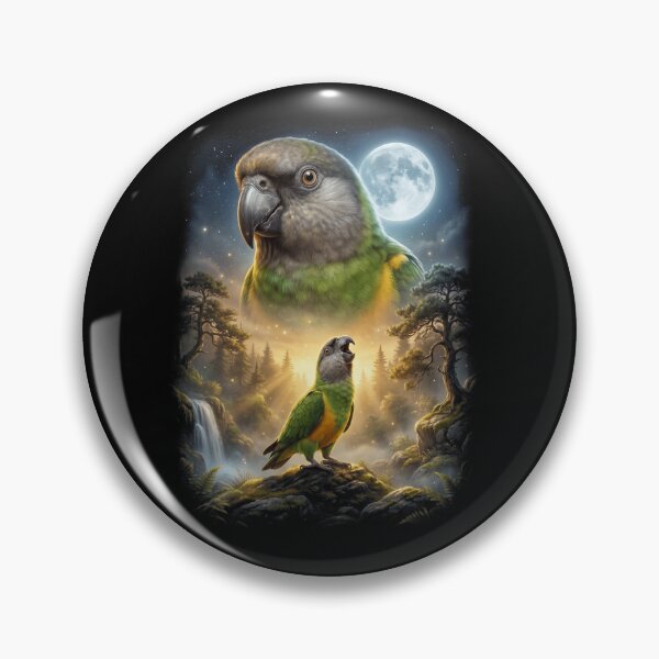 Item preview, Funny Senegal Parrot Howling Moon Art Parrot Lover designed and sold by DoodleTortle.