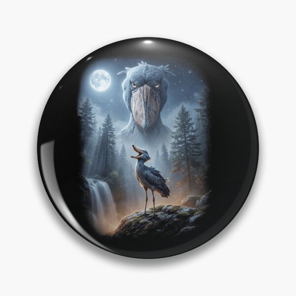 Item preview, Funny Shoebill Bird Howling Moon Art Bird Lover Birding designed and sold by DoodleTortle.