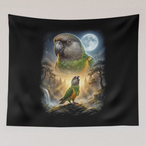 Item preview, Funny Senegal Parrot Howling Moon Art Parrot Lover designed and sold by DoodleTortle.