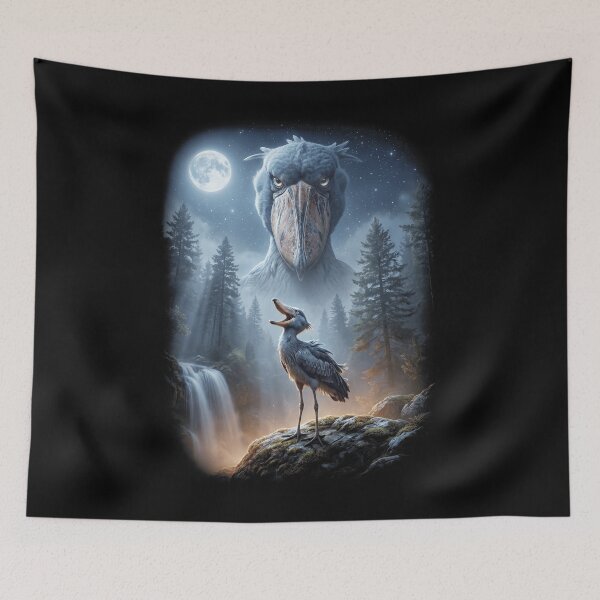 Item preview, Funny Shoebill Bird Howling Moon Art Bird Lover Birding designed and sold by DoodleTortle.