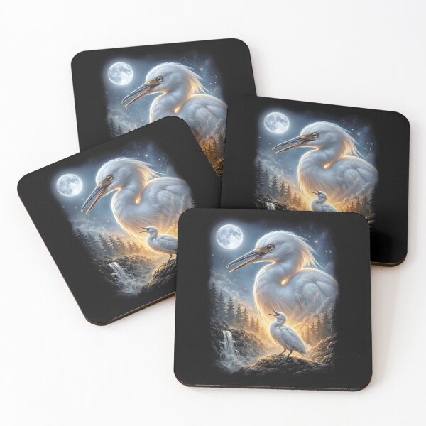 Item preview, Funny Snowy Egret Howling Moon Art Bird Lover Birding designed and sold by DoodleTortle.
