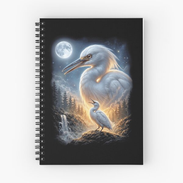 Item preview, Funny Snowy Egret Howling Moon Art Bird Lover Birding designed and sold by DoodleTortle.