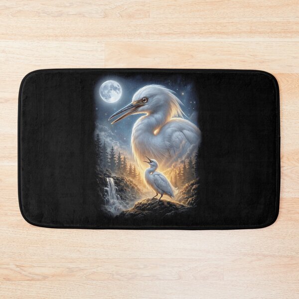 Item preview, Funny Snowy Egret Howling Moon Art Bird Lover Birding designed and sold by DoodleTortle.