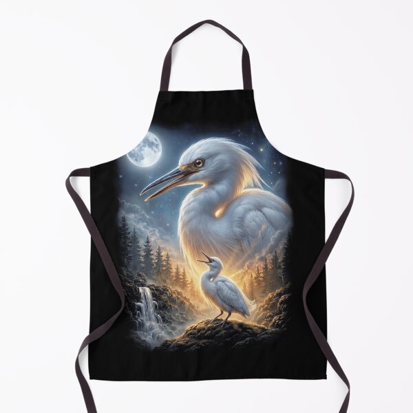 Item preview, Funny Snowy Egret Howling Moon Art Bird Lover Birding designed and sold by DoodleTortle.