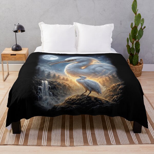 Item preview, Funny Snowy Egret Howling Moon Art Bird Lover Birding designed and sold by DoodleTortle.