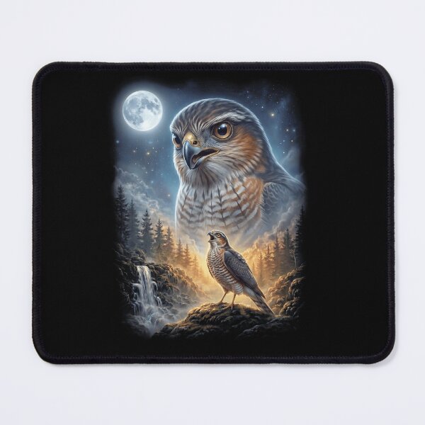 Item preview, Funny Sparrowhawk Howling Moon Art Bird Lover Birding designed and sold by DoodleTortle.