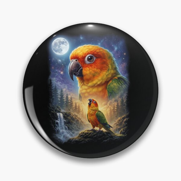 Item preview, Funny Sun Conure Howling Moon Art Parrot Lover designed and sold by DoodleTortle.