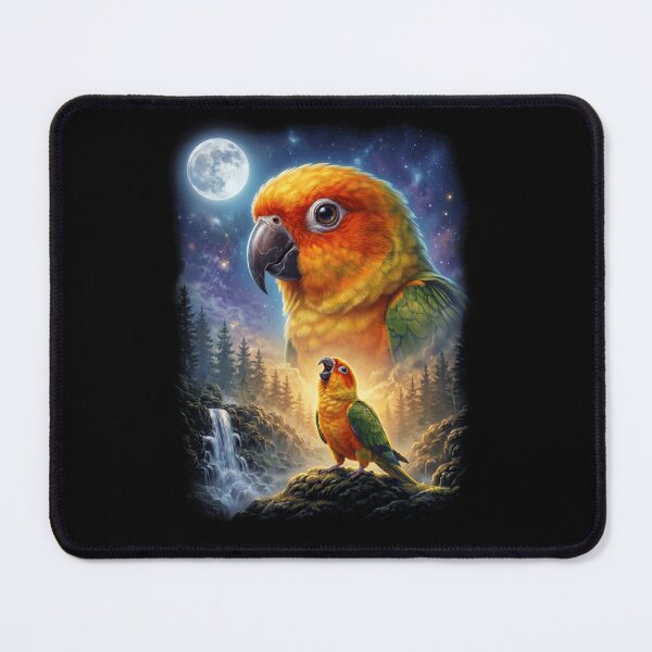 Item preview, Funny Sun Conure Howling Moon Art Parrot Lover designed and sold by DoodleTortle.