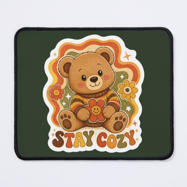 Item preview, Retro Bear 'Stay Cozy' - Groovy 70s Aesthetic designed and sold by Euphoric Girls Store.