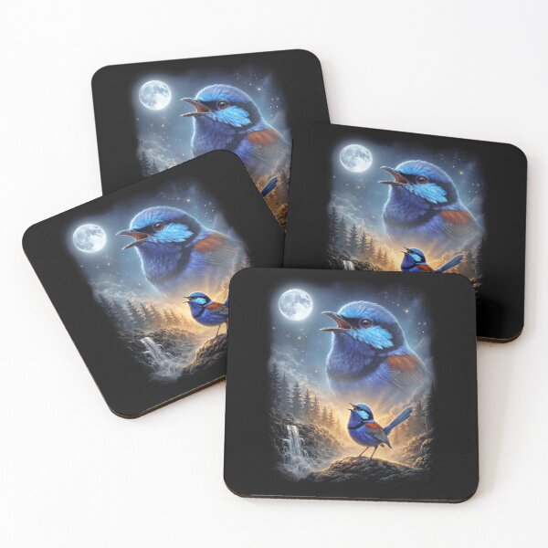 Item preview, Funny Superb Fairy wren Howling Moon Art Bird Lover Birding designed and sold by DoodleTortle.