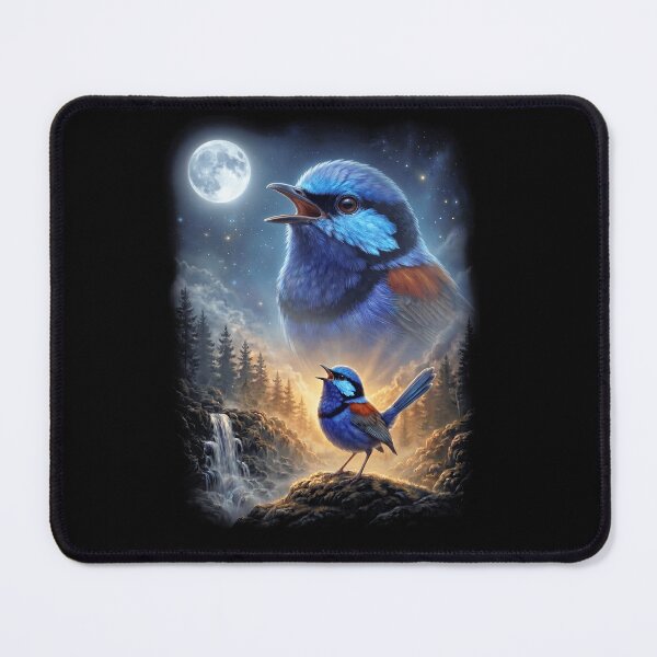 Item preview, Funny Superb Fairy wren Howling Moon Art Bird Lover Birding designed and sold by DoodleTortle.
