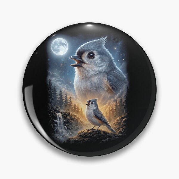 Item preview, Funny Tufted Titmouse Howling Moon Art Bird Lover Birding designed and sold by DoodleTortle.