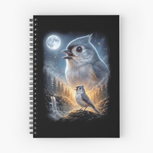 Item preview, Funny Tufted Titmouse Howling Moon Art Bird Lover Birding designed and sold by DoodleTortle.