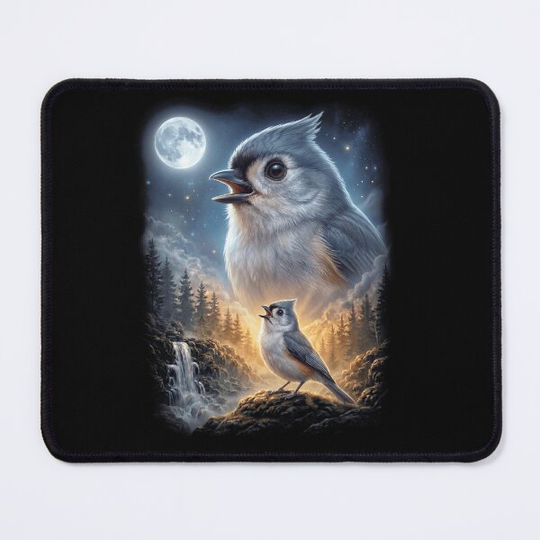 Item preview, Funny Tufted Titmouse Howling Moon Art Bird Lover Birding designed and sold by DoodleTortle.