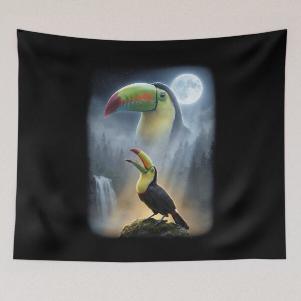 Item preview, Funny Tropical Toucan Howling Moon Art Bird Lover Birding designed and sold by DoodleTortle.