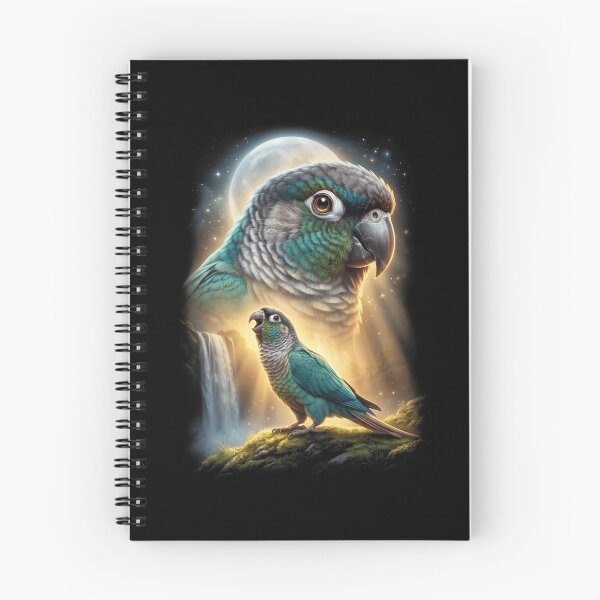 Item preview, Funny Turquoise Green Cheeked Conure Howling Moon Art Parrot Lover designed and sold by DoodleTortle.