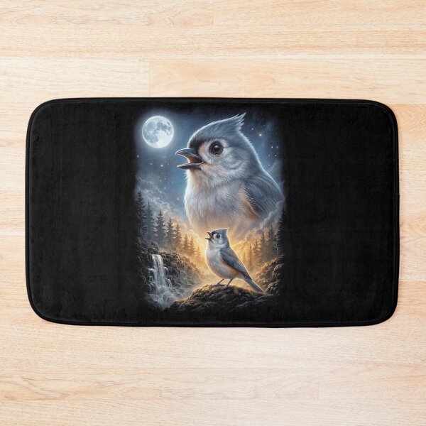 Item preview, Funny Tufted Titmouse Howling Moon Art Bird Lover Birding designed and sold by DoodleTortle.