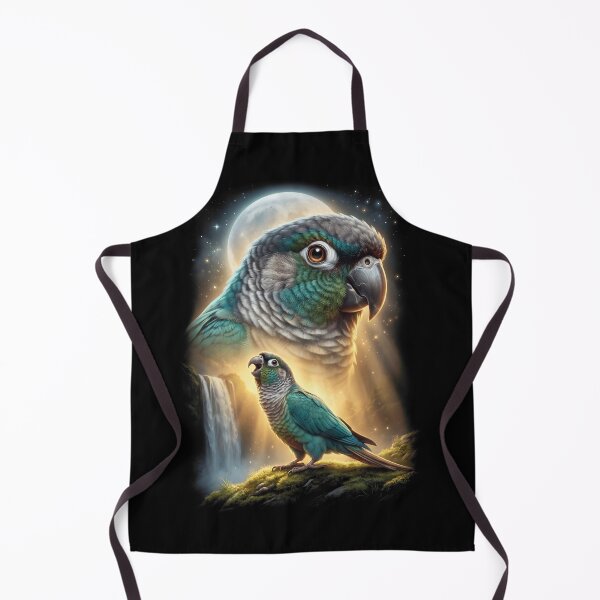 Item preview, Funny Turquoise Green Cheeked Conure Howling Moon Art Parrot Lover designed and sold by DoodleTortle.