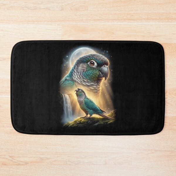 Item preview, Funny Turquoise Green Cheeked Conure Howling Moon Art Parrot Lover designed and sold by DoodleTortle.